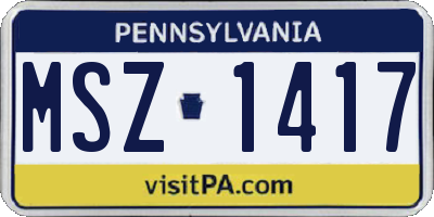 PA license plate MSZ1417