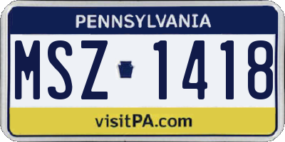 PA license plate MSZ1418