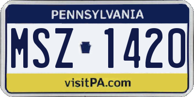 PA license plate MSZ1420