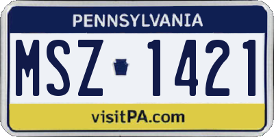 PA license plate MSZ1421