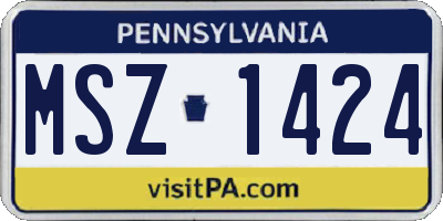 PA license plate MSZ1424