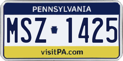 PA license plate MSZ1425