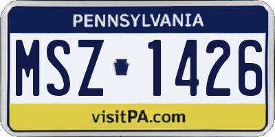 PA license plate MSZ1426