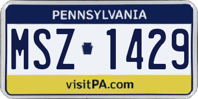 PA license plate MSZ1429