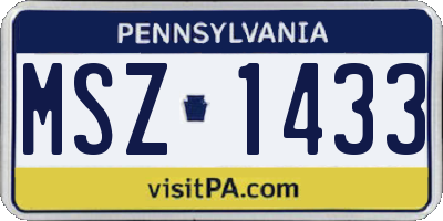 PA license plate MSZ1433