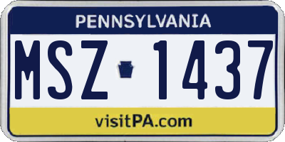 PA license plate MSZ1437
