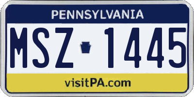 PA license plate MSZ1445