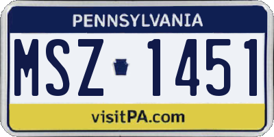 PA license plate MSZ1451
