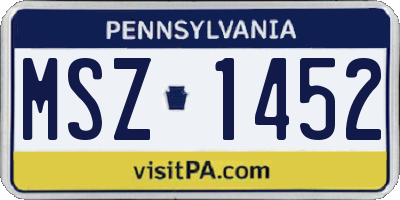 PA license plate MSZ1452