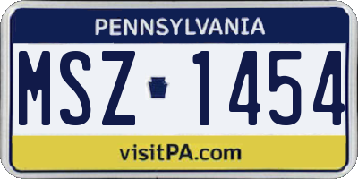 PA license plate MSZ1454