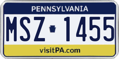 PA license plate MSZ1455