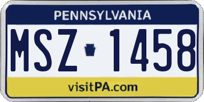 PA license plate MSZ1458