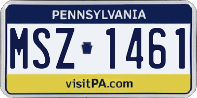 PA license plate MSZ1461