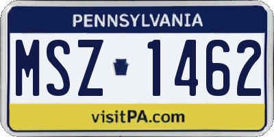 PA license plate MSZ1462