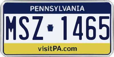 PA license plate MSZ1465