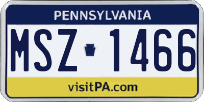 PA license plate MSZ1466