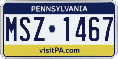 PA license plate MSZ1467