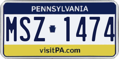 PA license plate MSZ1474