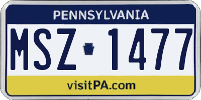 PA license plate MSZ1477