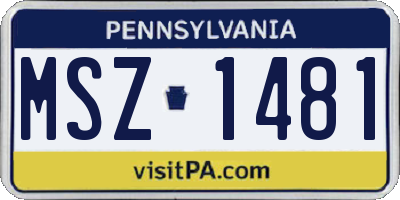 PA license plate MSZ1481