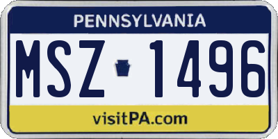 PA license plate MSZ1496