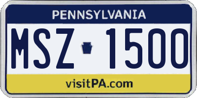 PA license plate MSZ1500
