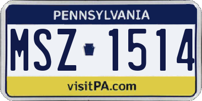 PA license plate MSZ1514