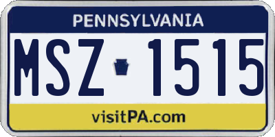 PA license plate MSZ1515