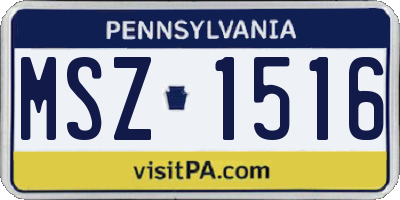 PA license plate MSZ1516