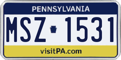 PA license plate MSZ1531