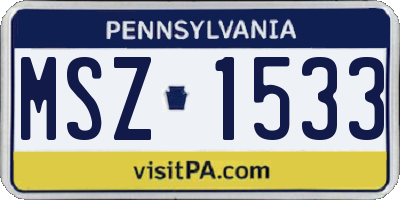 PA license plate MSZ1533