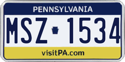 PA license plate MSZ1534
