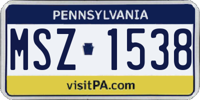 PA license plate MSZ1538