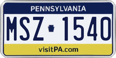 PA license plate MSZ1540