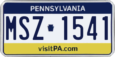 PA license plate MSZ1541
