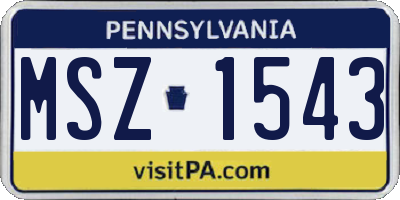 PA license plate MSZ1543