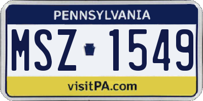 PA license plate MSZ1549