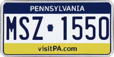 PA license plate MSZ1550