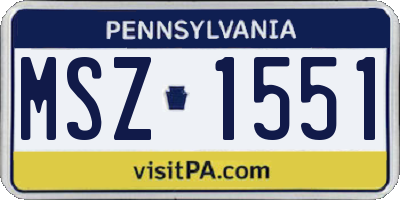 PA license plate MSZ1551