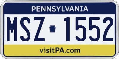 PA license plate MSZ1552