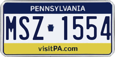 PA license plate MSZ1554