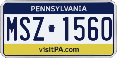 PA license plate MSZ1560