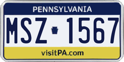 PA license plate MSZ1567