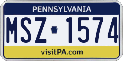 PA license plate MSZ1574