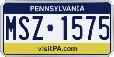 PA license plate MSZ1575