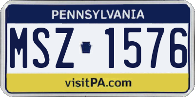 PA license plate MSZ1576