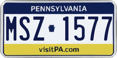 PA license plate MSZ1577
