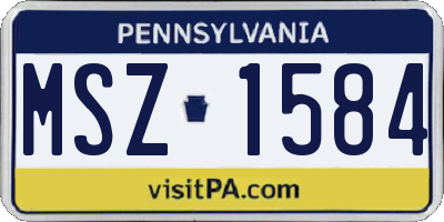 PA license plate MSZ1584