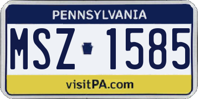 PA license plate MSZ1585