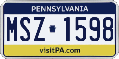 PA license plate MSZ1598